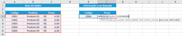 Argumentos da função Procv Argumentos da função Procv