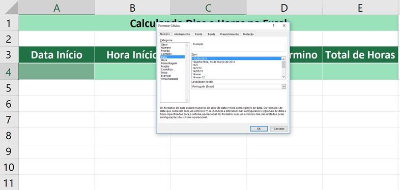 Calculando dias e horas no Excel - Formatando as datas Calculando dias e horas no Excel - Formatando as datas