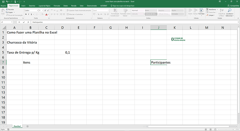 Como criar uma planilha no Excel passo a passo | Cursos de Excel Online